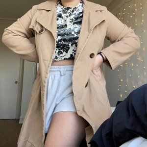 vintage old navy tan pea coat with buttons